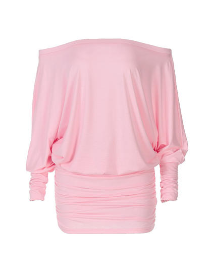 Women's Solid Off The Shoulder Sheer Ruched Dress