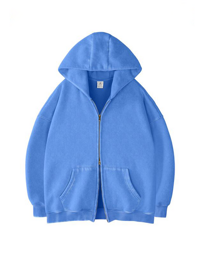 Oversized Unisex Acid Wash Zip Hoodie
