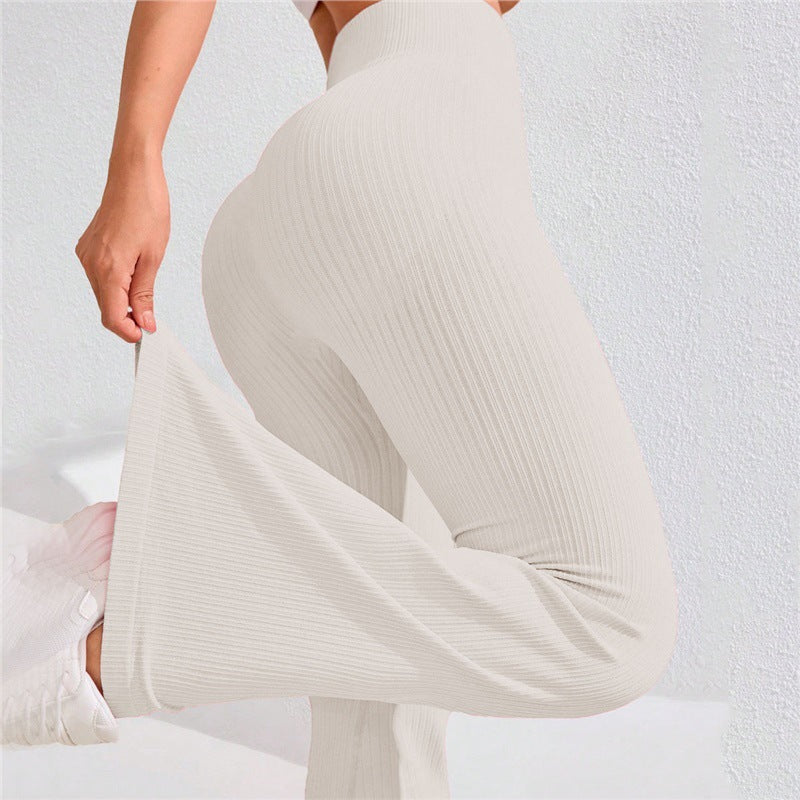 High Waisted Threaded Horn Yoga Pants, Hip Lifting Fitness Pants