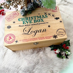 Christmas Eve Box, Luxury personalised wooden treasure chest, Traditional Gifts