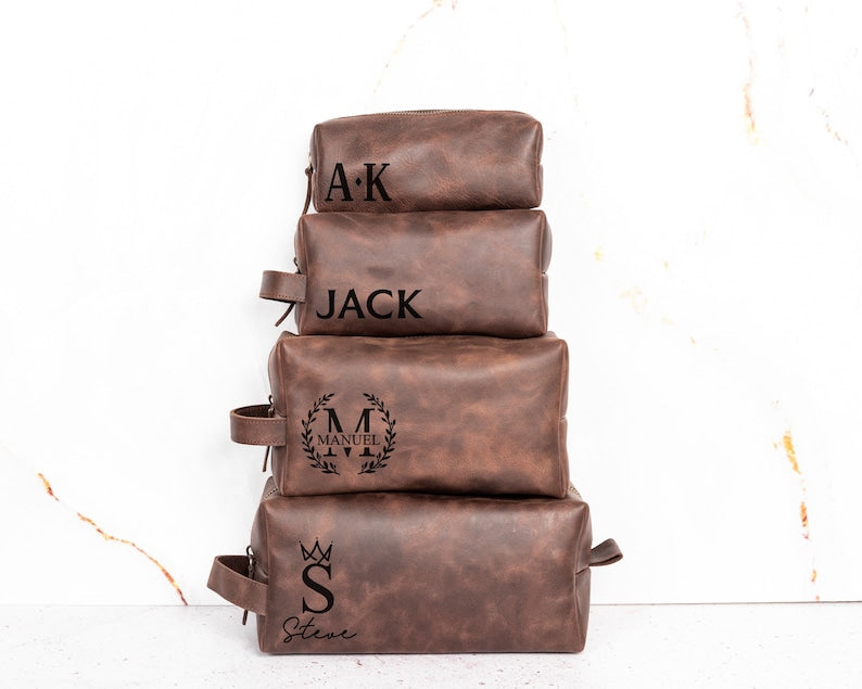 Personalized Baseball Player Gift, Leather Toiletry Bag Him, Baseball Lovers Gift, Shaving Kit Bag, 3rd Anniversary Gift, Gift for Husband