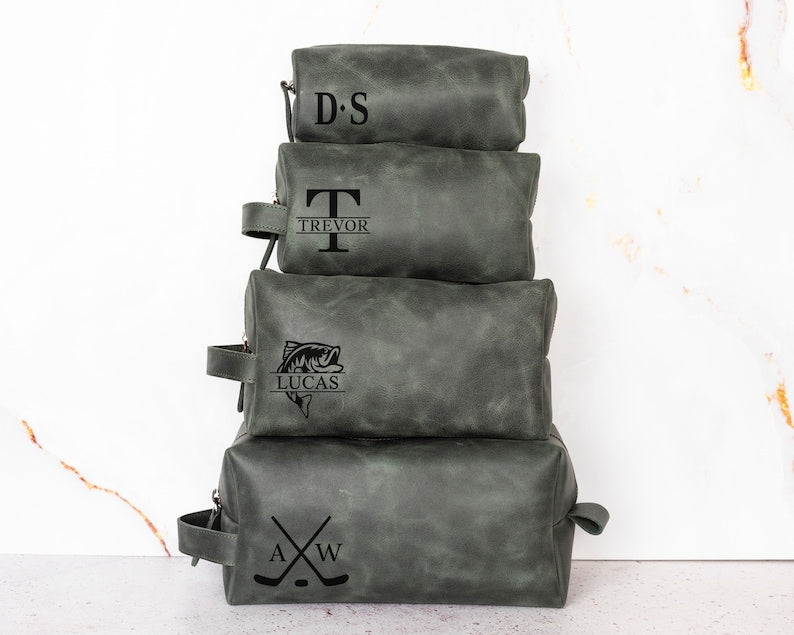 Personalized Baseball Player Gift, Leather Toiletry Bag Him, Baseball Lovers Gift, Shaving Kit Bag, 3rd Anniversary Gift, Gift for Husband