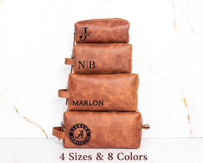 Personalized Baseball Player Gift, Leather Toiletry Bag Him, Baseball Lovers Gift, Shaving Kit Bag, 3rd Anniversary Gift, Gift for Husband