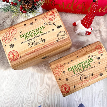 Christmas Eve Box, Luxury personalised wooden treasure chest, Traditional Gifts