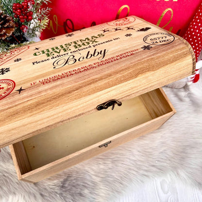 Christmas Eve Box, Luxury personalised wooden treasure chest, Traditional Gifts