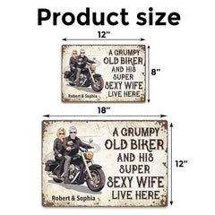 Grumpy Biker And His Wife - Gift for a Biker - Personalized Custom Metal Sign