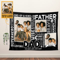 One Of A Kind Father Photo - Personalized Blanket