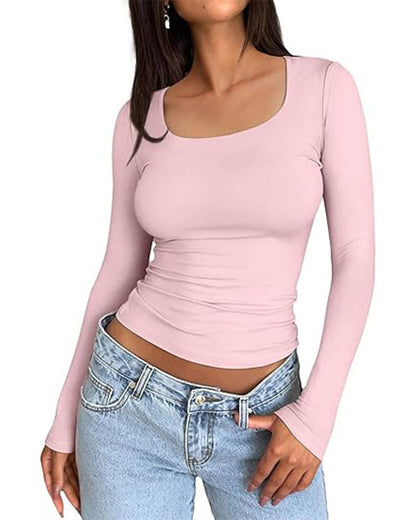 Slim-Fit Square-Neck Crop Top