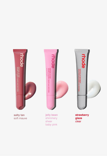 the peptide lip trio strawberry glaze, jelly bean, salty tan