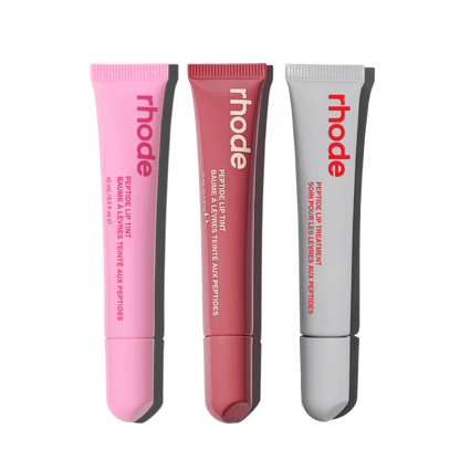 the peptide lip trio strawberry glaze, jelly bean, salty tan