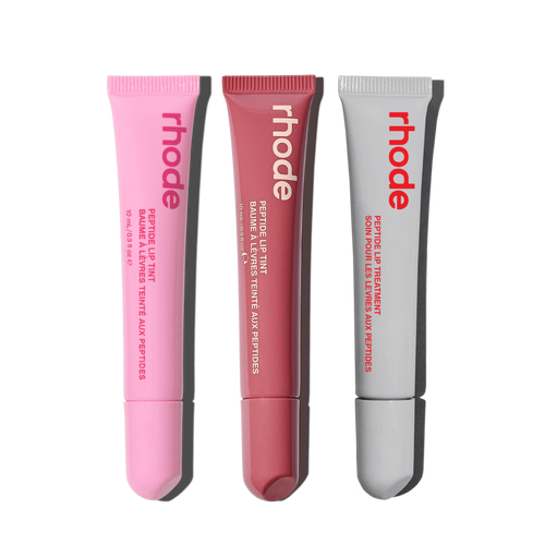 the peptide lip trio strawberry glaze, jelly bean, salty tan