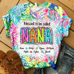 Grandma Nana Gigi Scribble Doodle Grandkids Personalized 3D T-shirt