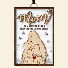Personalized Gifts For Mom 2 layers Wood Sign Hold Us Together