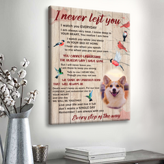 Je ne t'ai jamais quitté - Toile en mémoire aimante, cadeaux commémoratifs pour animaux de compagnie, art mural personnalisé encadré sur toile