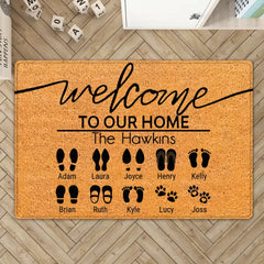 Welcome To Our Home - Personalized Door Mat Custom Number of Family Member