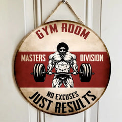 Old Man Gym Lifting Club - Panneau en bois rond personnalisé - Cadeau d’anniversaire pour gymer, amateur de fitness