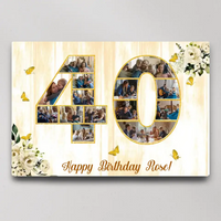Happy Birthday 50 60 65 70 80 100 - Personalized Canvas Poster Wall Art Home Decor
