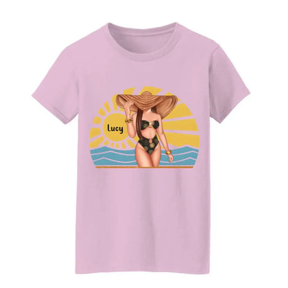 Just A Girl Who Loves Beach - Personalized Shirt - Birthday Summer Gift For Girls, Besties, Mom, Daughters, Sisters