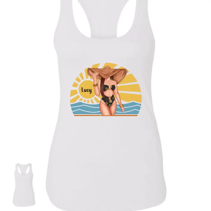 Just A Girl Who Loves Beach - Personalized Shirt - Birthday Summer Gift For Girls, Besties, Mom, Daughters, Sisters