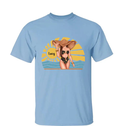 Just A Girl Who Loves Beach - Personalized Shirt - Birthday Summer Gift For Girls, Besties, Mom, Daughters, Sisters