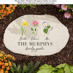 Birth Month Flower Personalized Round Garden Stone, Birth Flower Garden Stone, Outdoor Decor, Garden Decor, mother's Day gift, Gifts for Her