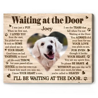 Waiting At The Door Dog Poem Canvas, Custom Pet Loss Memorial Gifts, Dog Sympathy Gifts