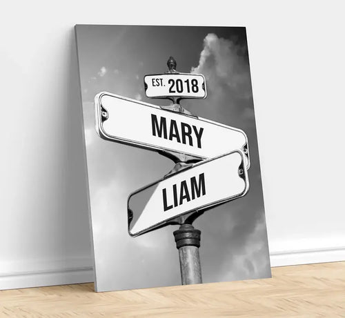 Personalized Canvas Vintage Street Sign for couples