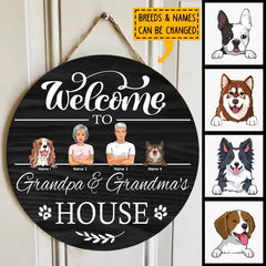 Panneaux de porte de bienvenue, cadeaux pour les amoureux des animaux de compagnie, bienvenue chez grand-père et grand-mère, panneaux en bois personnalisés