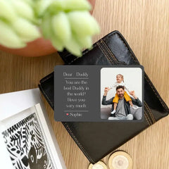 Carte portefeuille en métal avec photo personnalisée pour papa