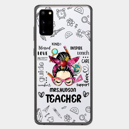 Messy Bun Teacher Typography Personalized Space Phone case