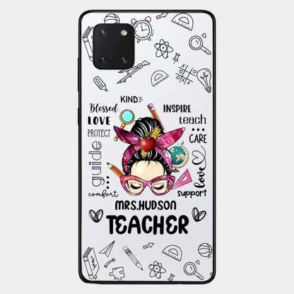 Messy Bun Teacher Typography Personalized Space Phone case
