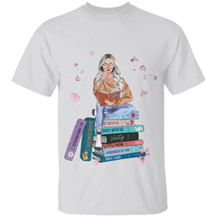 Girl Reading Book - Titres de livres personnalisés, T-shirt personnalisé