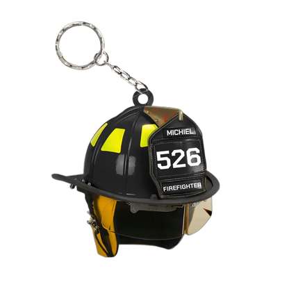 Firefighter's Helmet Personalized Keychain
