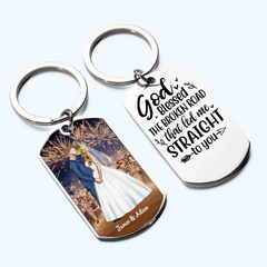 Personalized Engraved Stainless Steel Keychain for Couples, Wedding Gifts