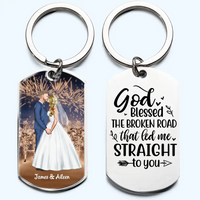 Personalized Engraved Stainless Steel Keychain for Couples, Wedding Gifts