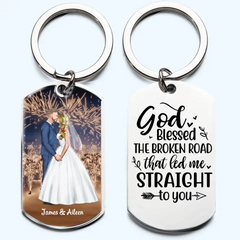 Porte-clés personnalisé en acier inoxydable gravé pour couples, cadeaux de mariage