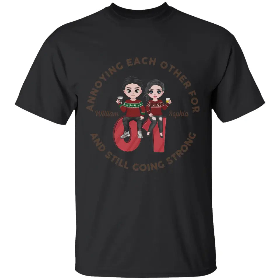 T-shirt personnalisé pour un couple d'anniversaire qui s'ennuie et qui continue à être fort
