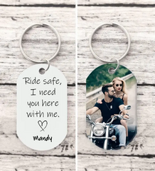 Ride Safe Keychain, I Need You Here With Me, Drive Safe Biker Gift, Gift For Dad or Husband, Ride Safe I Love You, Motorcycle Be Safe Daddy