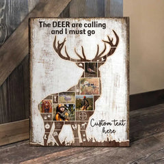 Cadeaux pour les chasseurs de cerfs, cadeau de chasse personnalisé sur toile de collage de photos pour hommes, art mural de cerf