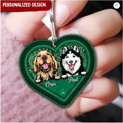 Pet Puppy Heart Gift For Dog Lover LEATHER PATTERN Personalized Acrylic Keychain