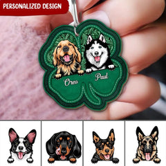 PLucky Clover Pet Puppy Gift For Dog Lover LEATHER PATTERN Personalized Acrylic Keychain