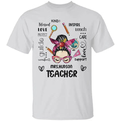 T-shirt Messy Bun Teacher Typographie Espace personnalisé