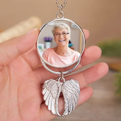 I Will Carry You With Me, Personalized Angel Wings Keychain, Car Hanger, Custom Photo