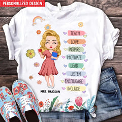 Enseignant Floral Rainbow Personnalisé 3D T-shirt Appréciation de l’enseignant Cadeau de remerciement