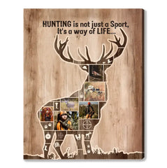 Cadeaux pour les chasseurs de cerfs, cadeau de chasse personnalisé sur toile de collage de photos pour hommes, art mural de cerf