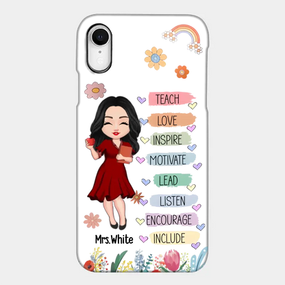 Teacher Floral Rainbow Personalized Phone case Teacher Appreciation Thank