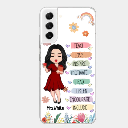 Teacher Floral Rainbow Personalized Phone case Teacher Appreciation Thank