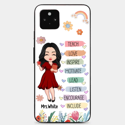 Teacher Floral Rainbow Personalized Phone case Teacher Appreciation Thank