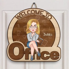 Panneau de porte personnalisé - Cadeau d'anniversaire pour le personnel de bureau - Bienvenue dans mon bureau