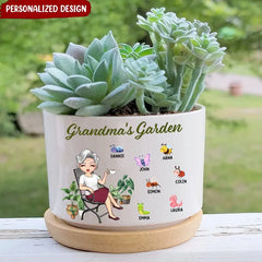 Cadeau personnalisé pour la fête des mères Maman Grand-mère Jardin Nana's Love Bugs Pot de plantes en céramique